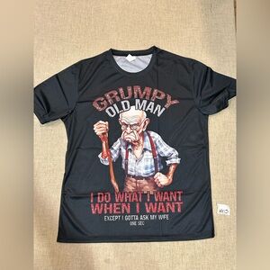 SHEIN Grumpy Old Man Graphic Tee - Black and Red